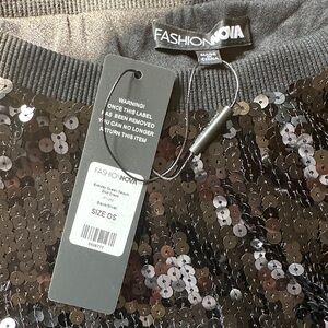 Fashion Nova Glittering Black Shirt Dress Top